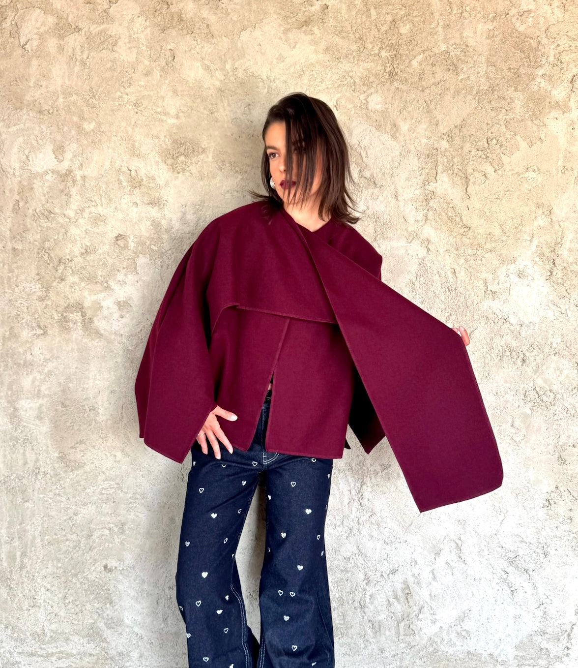 Burgundy Jacket Cape