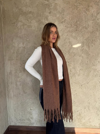 Brown Scarf With Fringes