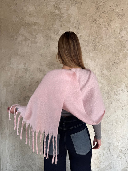Pink Scarf With Fringes