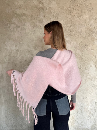 Pink Scarf With Fringes