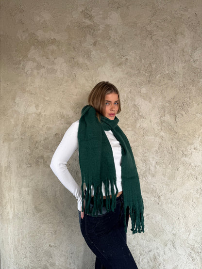 Olive Scarf With Fringes