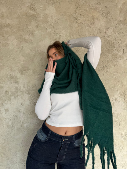 Olive Scarf With Fringes