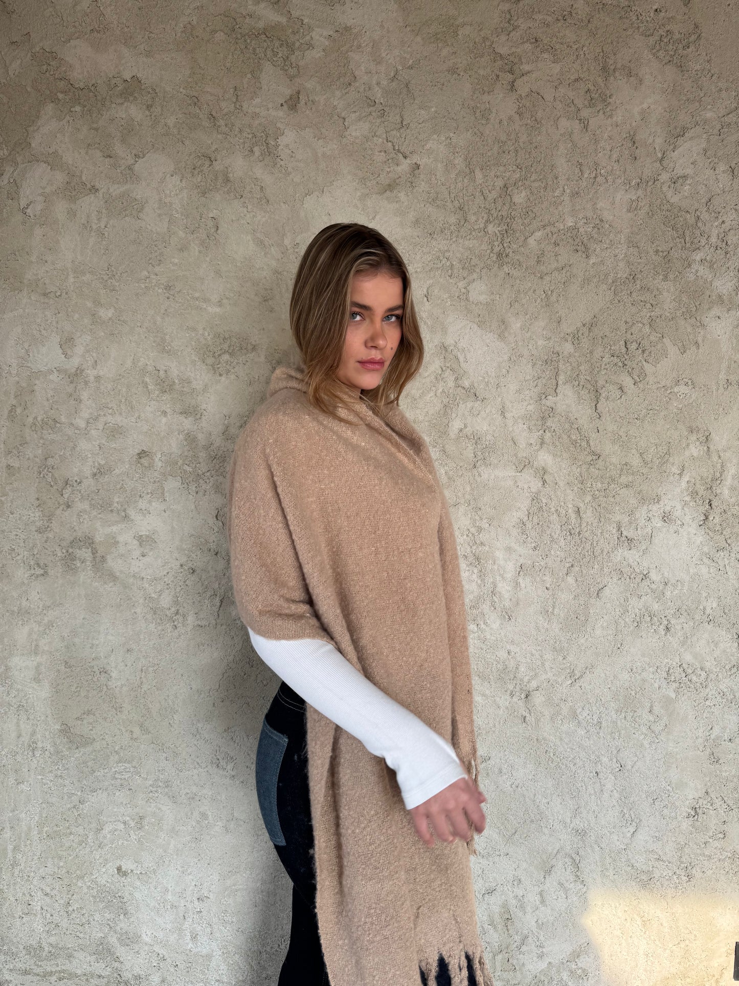 Beige Scarf With Fringes