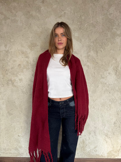 Burgundy Scarf With Fringes