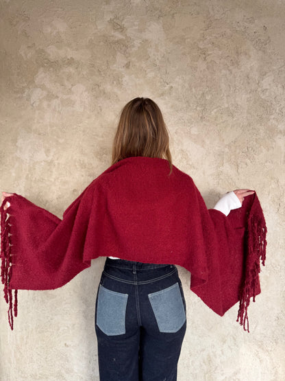 Burgundy Scarf With Fringes