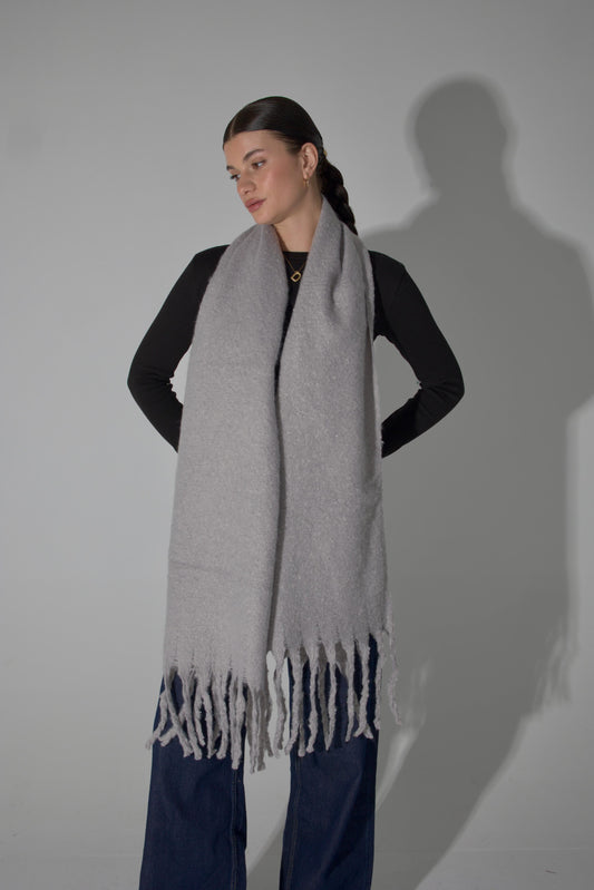 Grey Scarf With Fringes