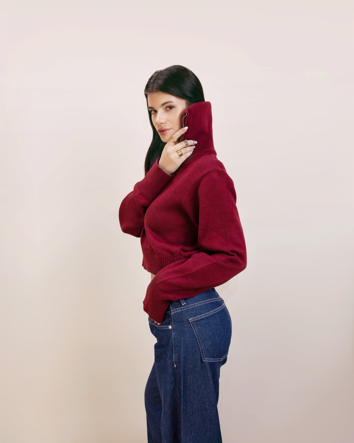 Burgundy Half Zip Sweater