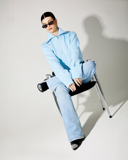 Icy Blue Half Zip Sweater