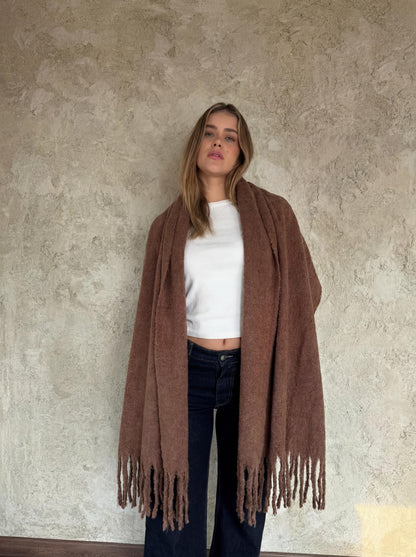 Brown Scarf With Fringes